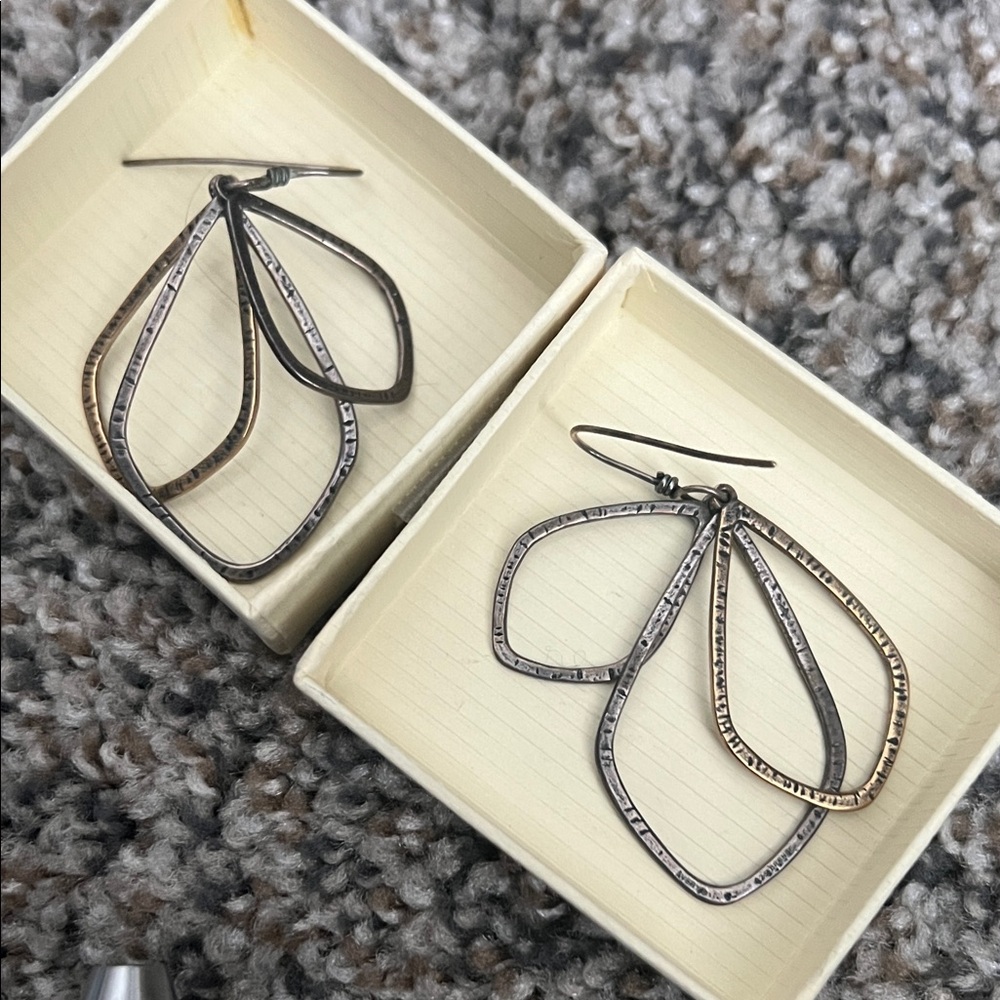 James Avery Silver and copper Leaf Earrings. Never worn.